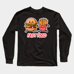 Fast Food Hamburger and French Fries Long Sleeve T-Shirt